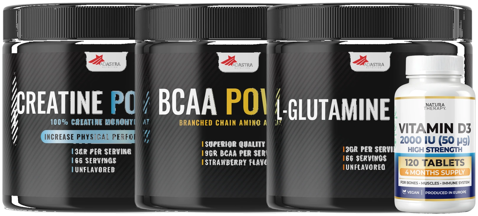Creatine + BCAA + L-Glutamine + D3