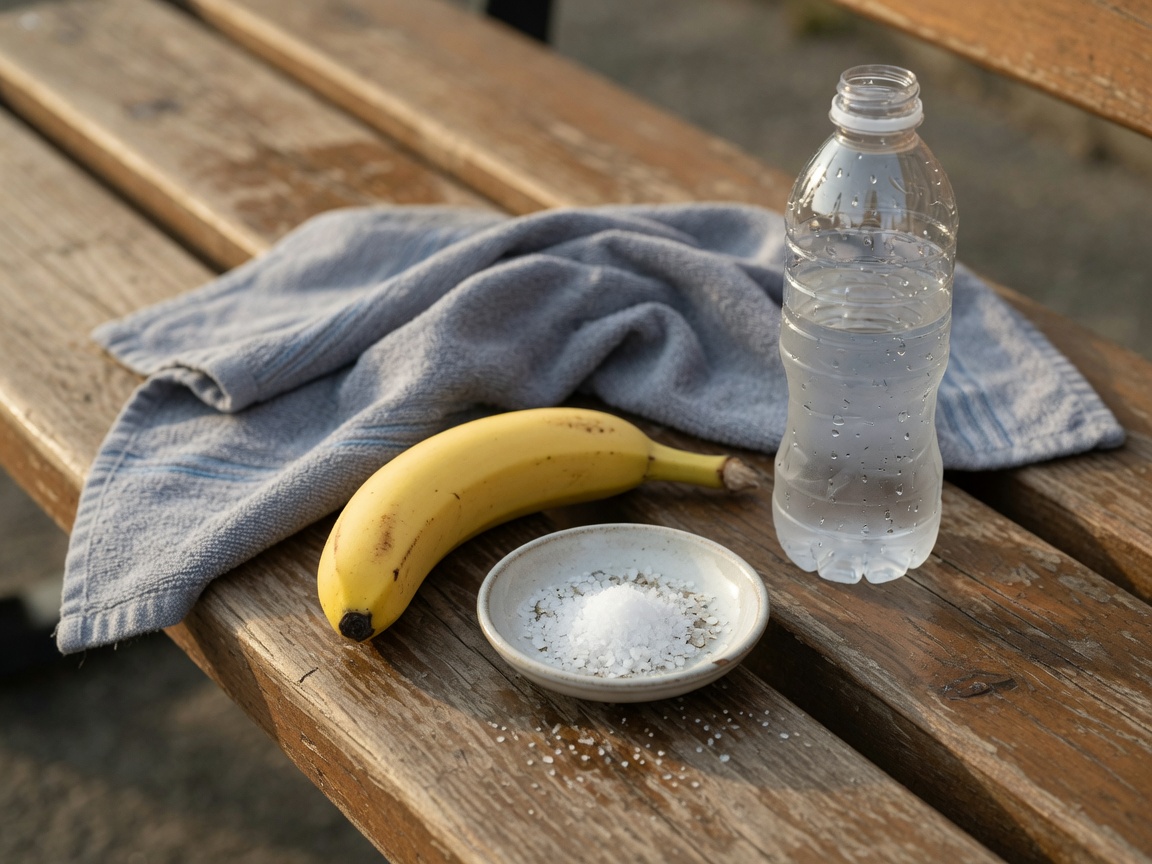 Banane, një majë kripe dhe shishe uji pas stërvitjes